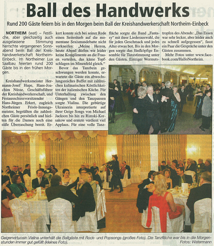 Quelle: leinetal24 (Anzeigeblatt Hallo Mittwoch, Ausgabe vom 27.02.2013) - Ball der Kreishandwerkerschaft Northeim-Einbeck